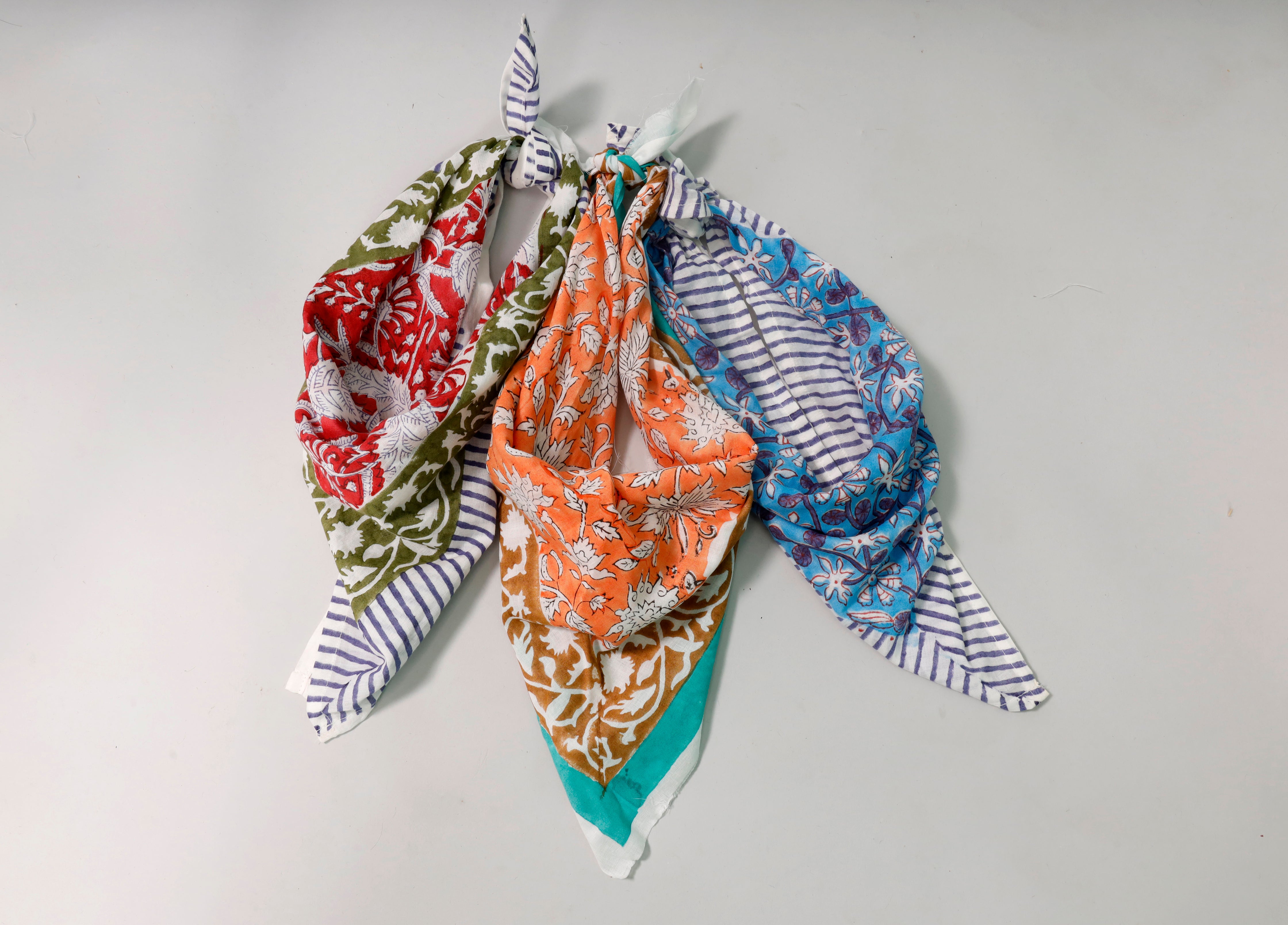 Set of 3-Eco-Friendly Cotton Bandana, Unisex Lightweight Scarf, Soft Boho Head Wrap for Summer Travel