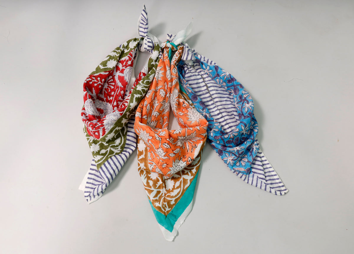 Set of 3-Eco-Friendly Cotton Bandana, Unisex Lightweight Scarf, Soft Boho Head Wrap for Summer Travel
