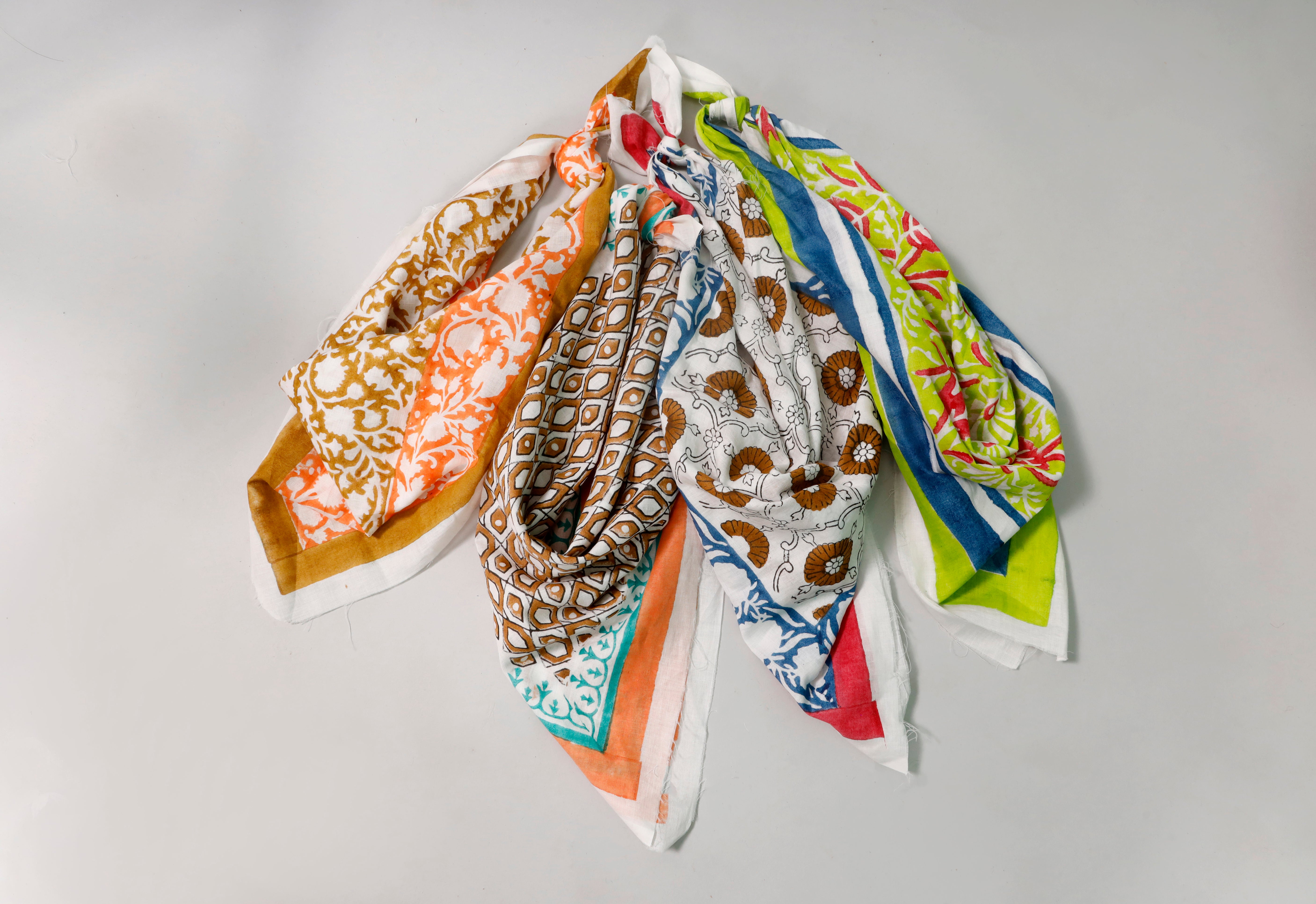 Set of 4- Soft Cotton Bandana, Handmade Eco Scarf, Lightweight Unisex Head Wrap for Summer Outfits