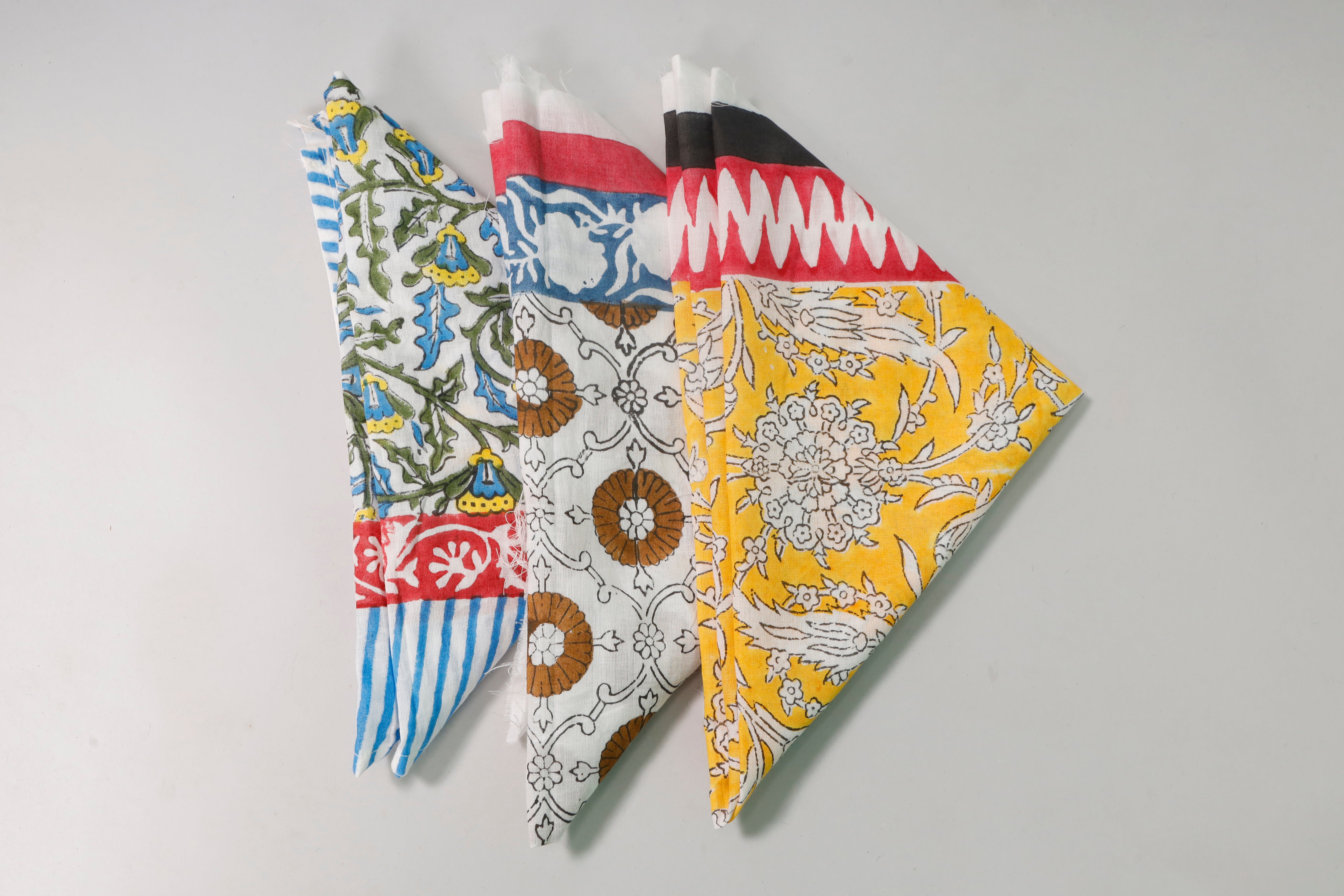 Set of 3-Lightweight Cotton Head Scarf, Eco Boho Bandana, Unisex Summer Neck Wrap, Handmade Style