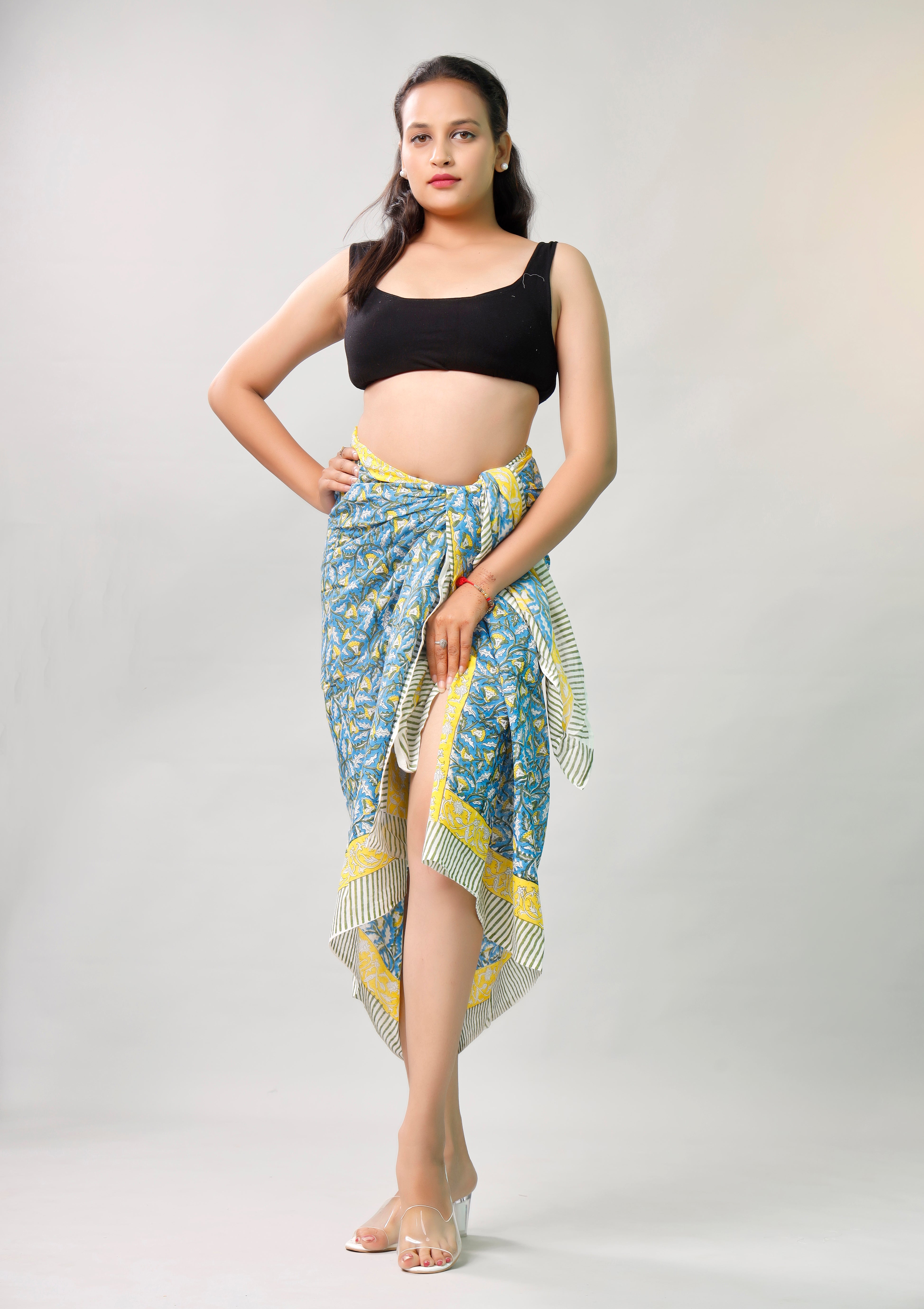 Beach Sarong Wrap Block Print, Lightweight Cotton Scarf, Summer Boho Travel Cover Up, Handcrafted Scarf Wrap, Travel Shawl For Summer