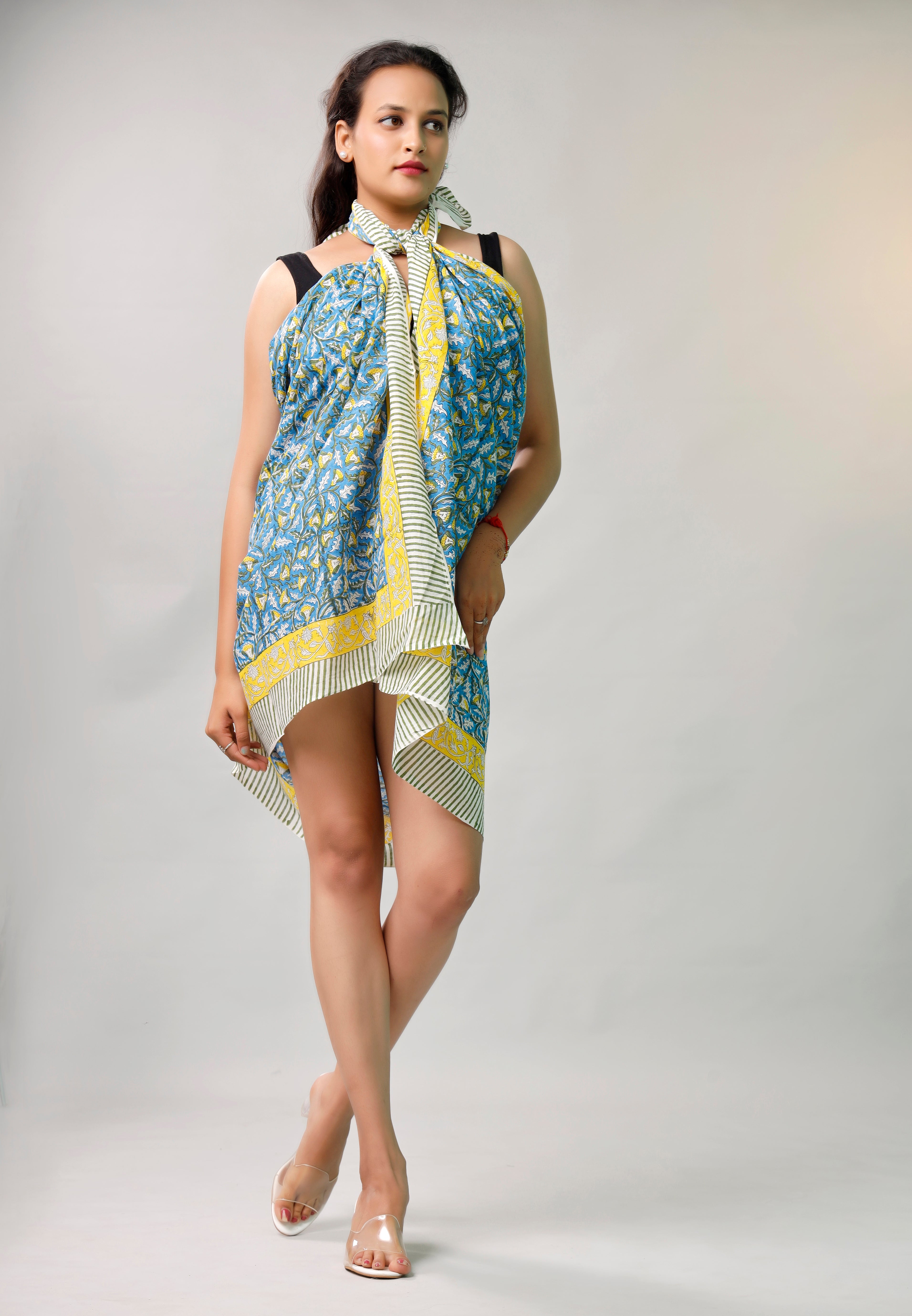 Beach Sarong Wrap Block Print, Lightweight Cotton Scarf, Summer Boho Travel Cover Up, Handcrafted Scarf Wrap, Travel Shawl For Summer