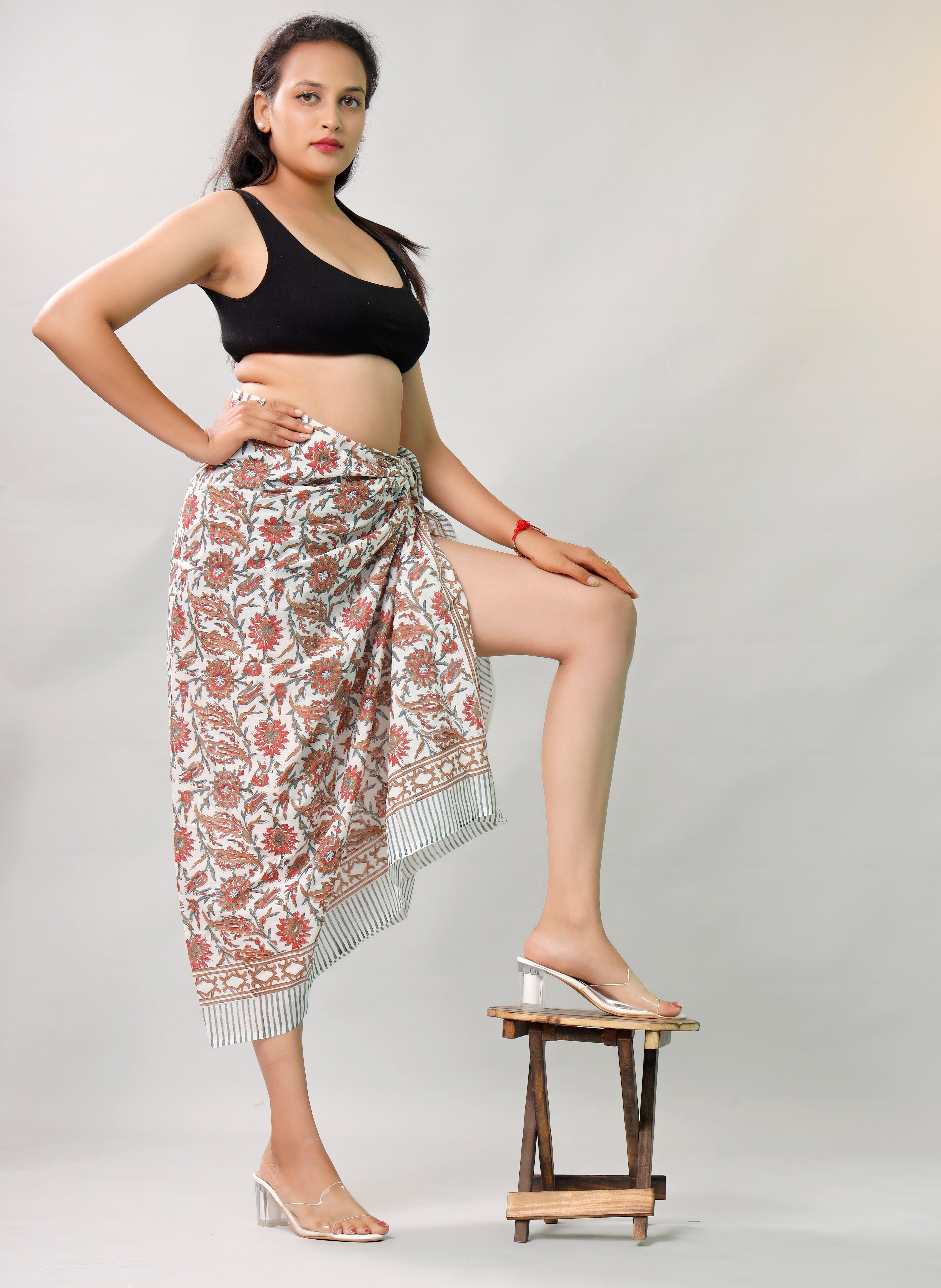 Hand Block Printed Cotton Scarf, Lightweight Sarong, Boho Summer Beach Cover Up, Artisan Handcrafted Pareo Wrap, Gift For Her