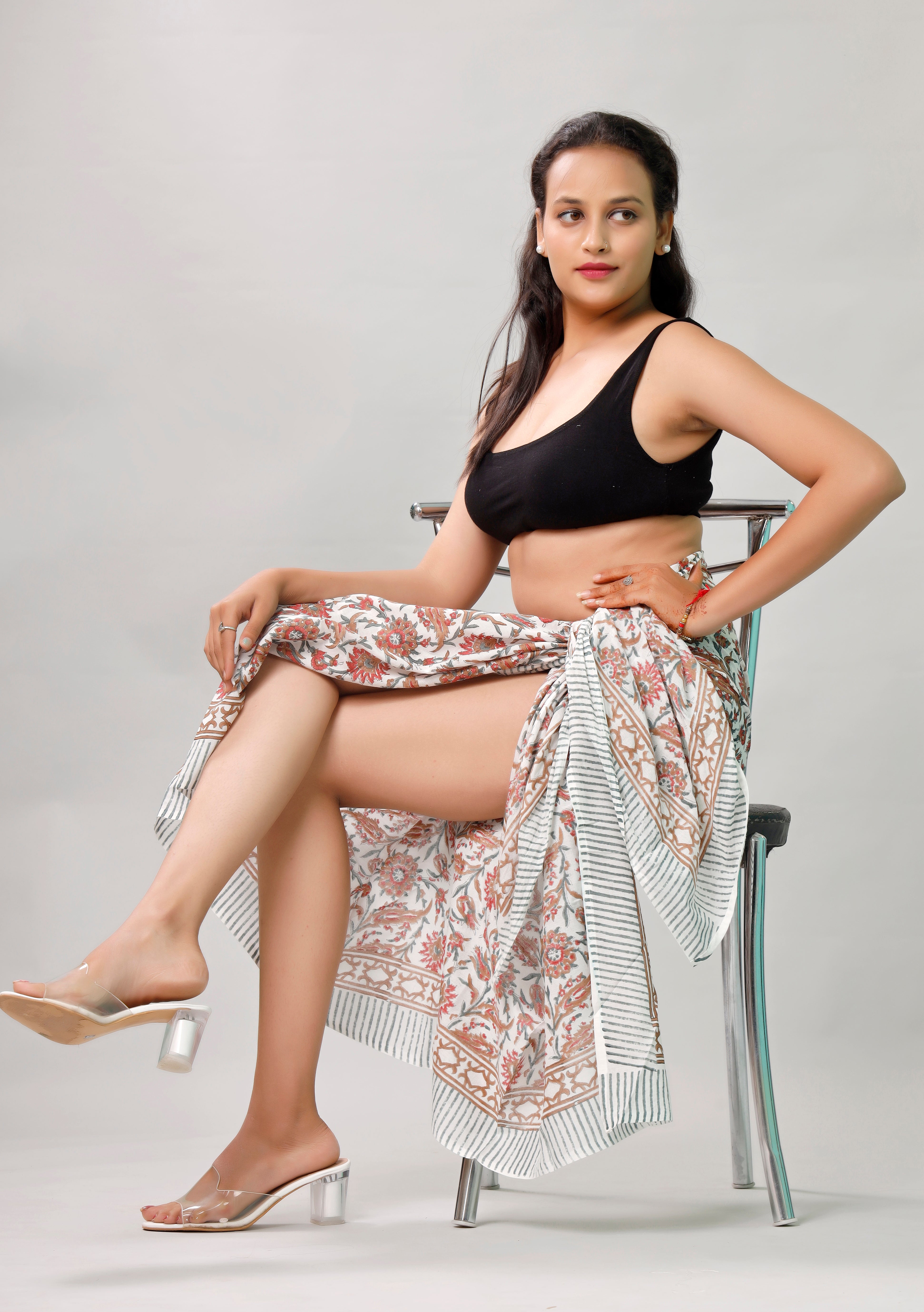 Hand Block Printed Cotton Scarf, Lightweight Sarong, Boho Summer Beach Cover Up, Artisan Handcrafted Pareo Wrap, Gift For Her