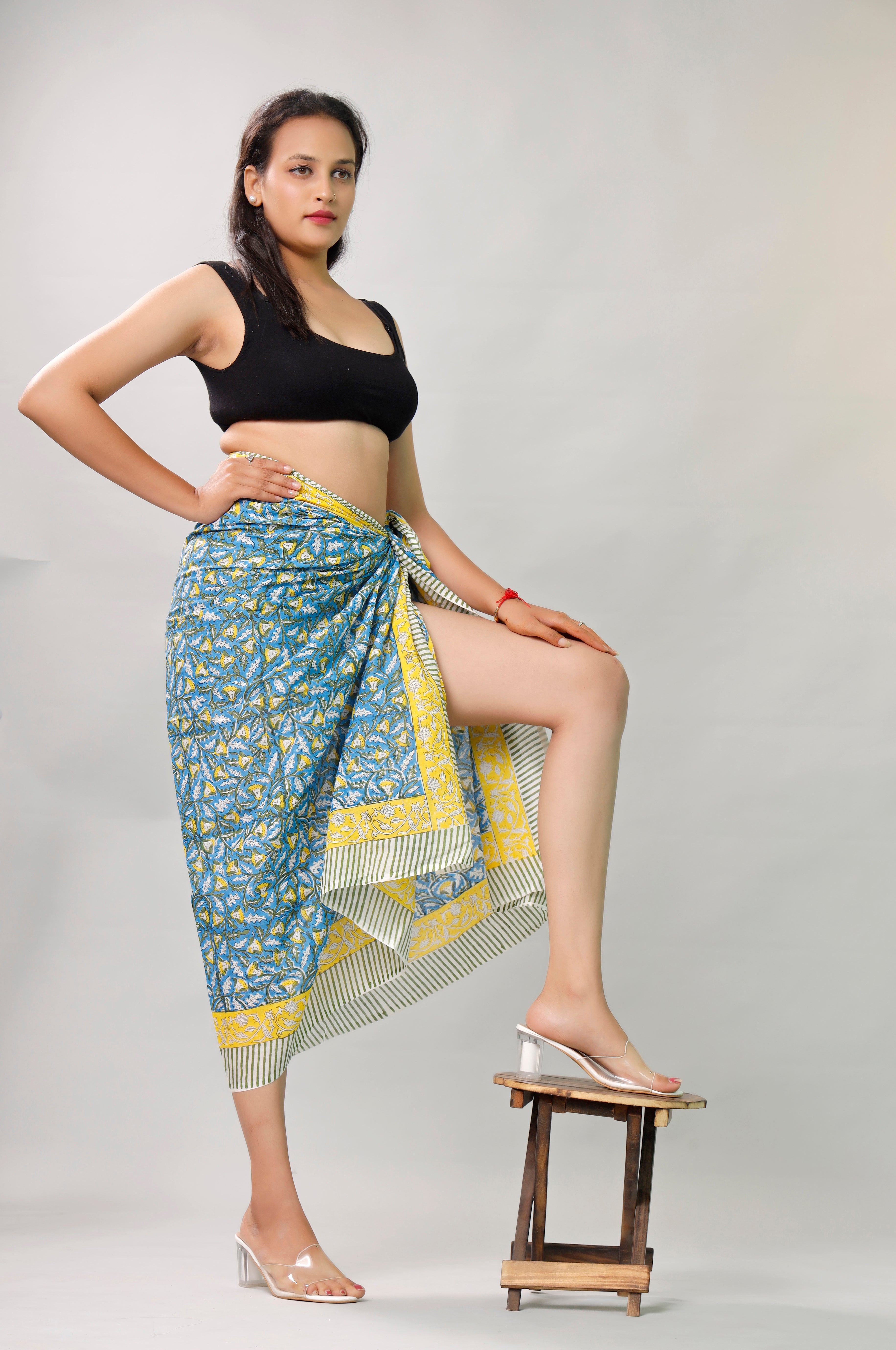 Beach Sarong Wrap Block Print, Lightweight Cotton Scarf, Summer Boho Travel Cover Up, Handcrafted Scarf Wrap, Travel Shawl For Summer