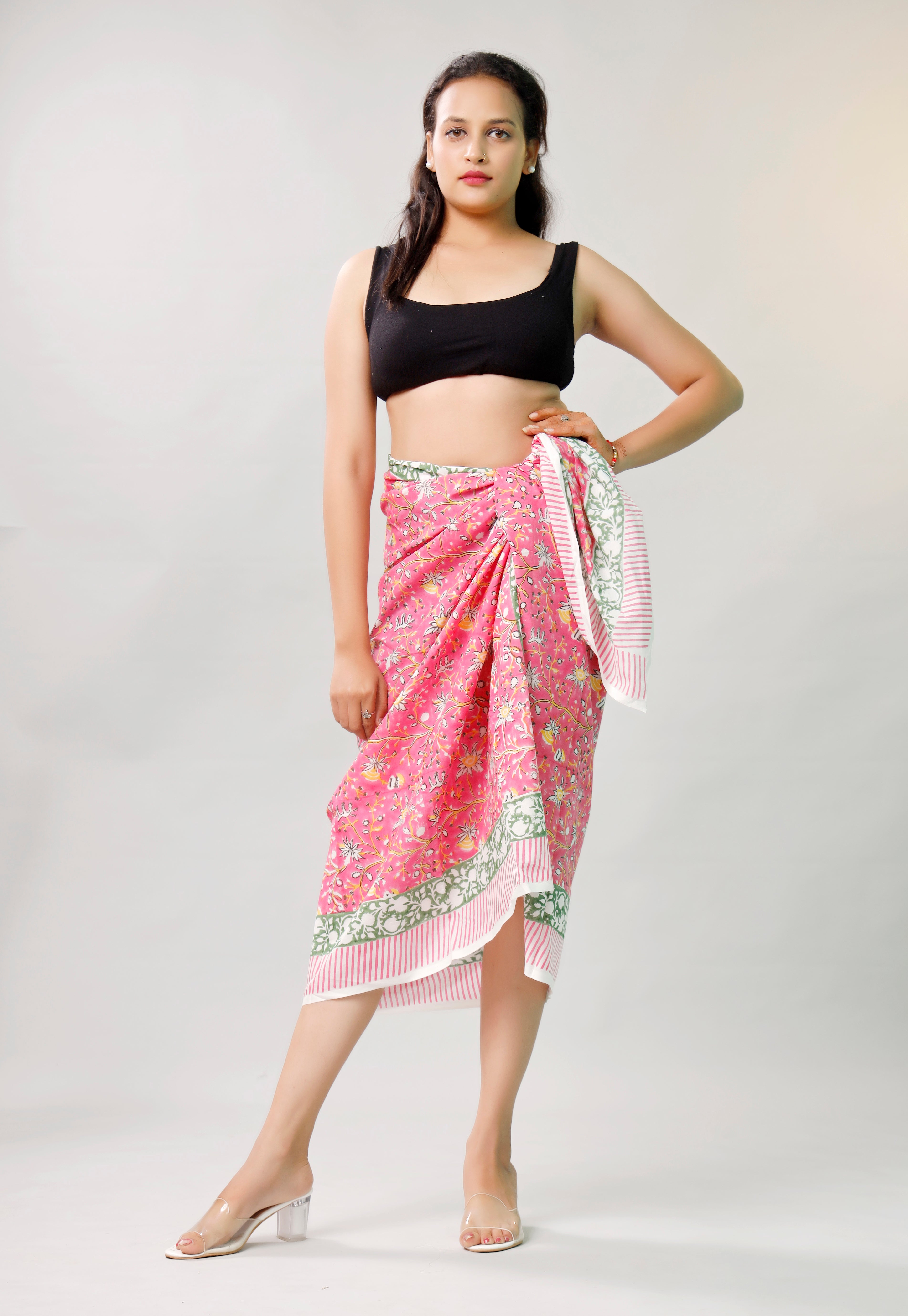 Beach Sarong Wrap Block Print, Lightweight Cotton Scarf, Summer Boho Travel Cover Up, Handcrafted Scarf Wrap, Travel Shawl For Summer