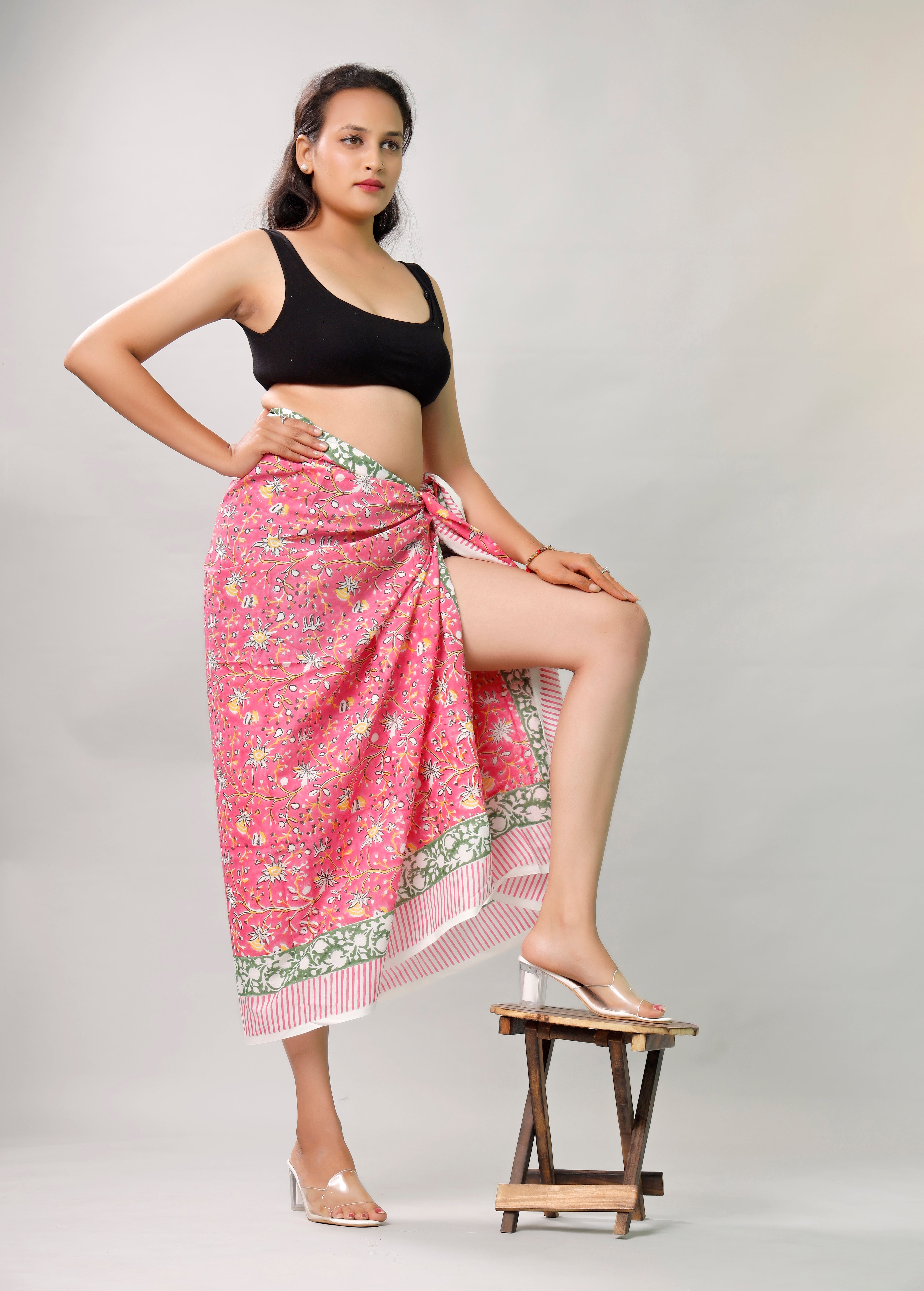 Beach Sarong Wrap Block Print, Lightweight Cotton Scarf, Summer Boho Travel Cover Up, Handcrafted Scarf Wrap, Travel Shawl For Summer