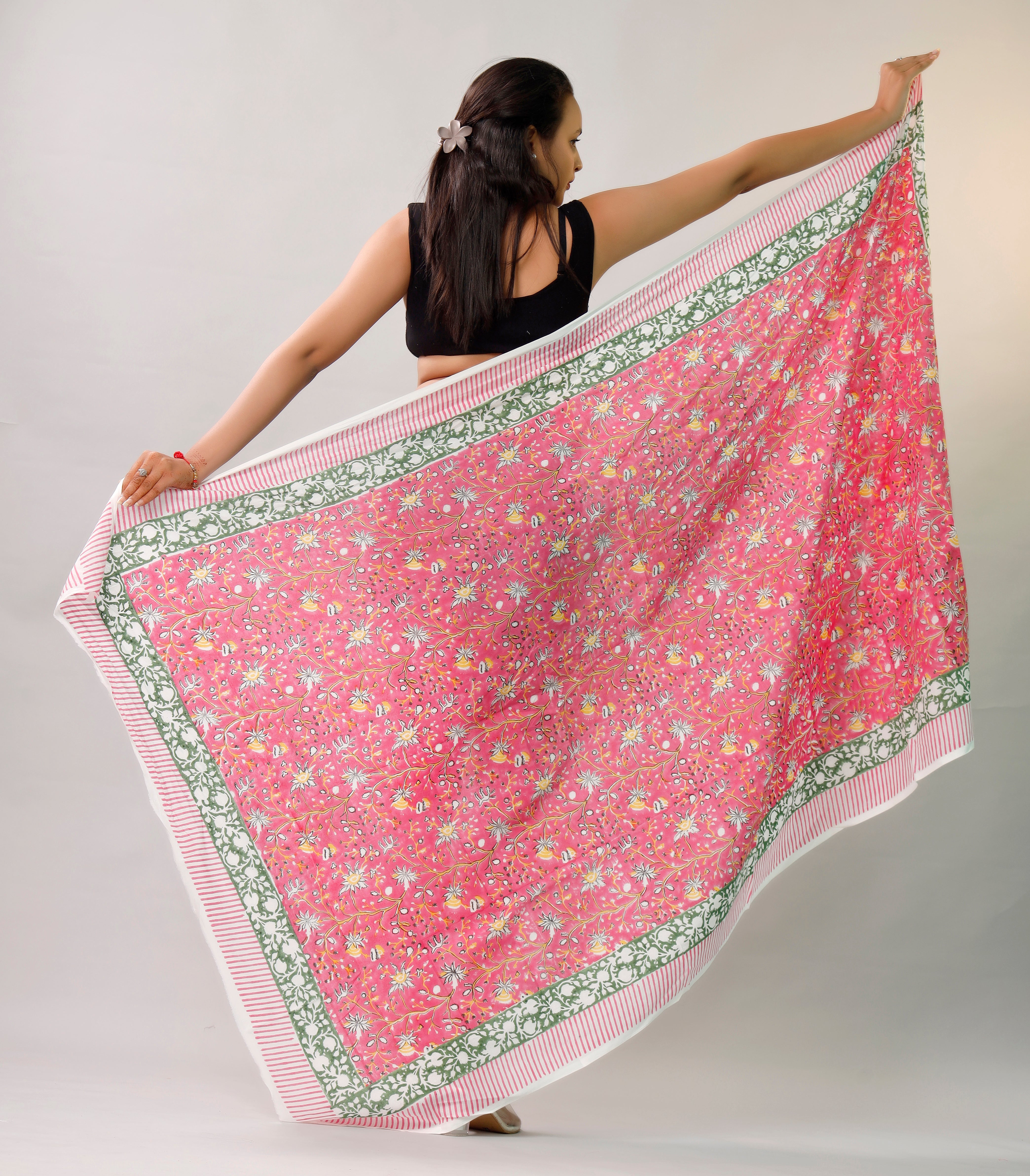 Beach Sarong Wrap Block Print, Lightweight Cotton Scarf, Summer Boho Travel Cover Up, Handcrafted Scarf Wrap, Travel Shawl For Summer