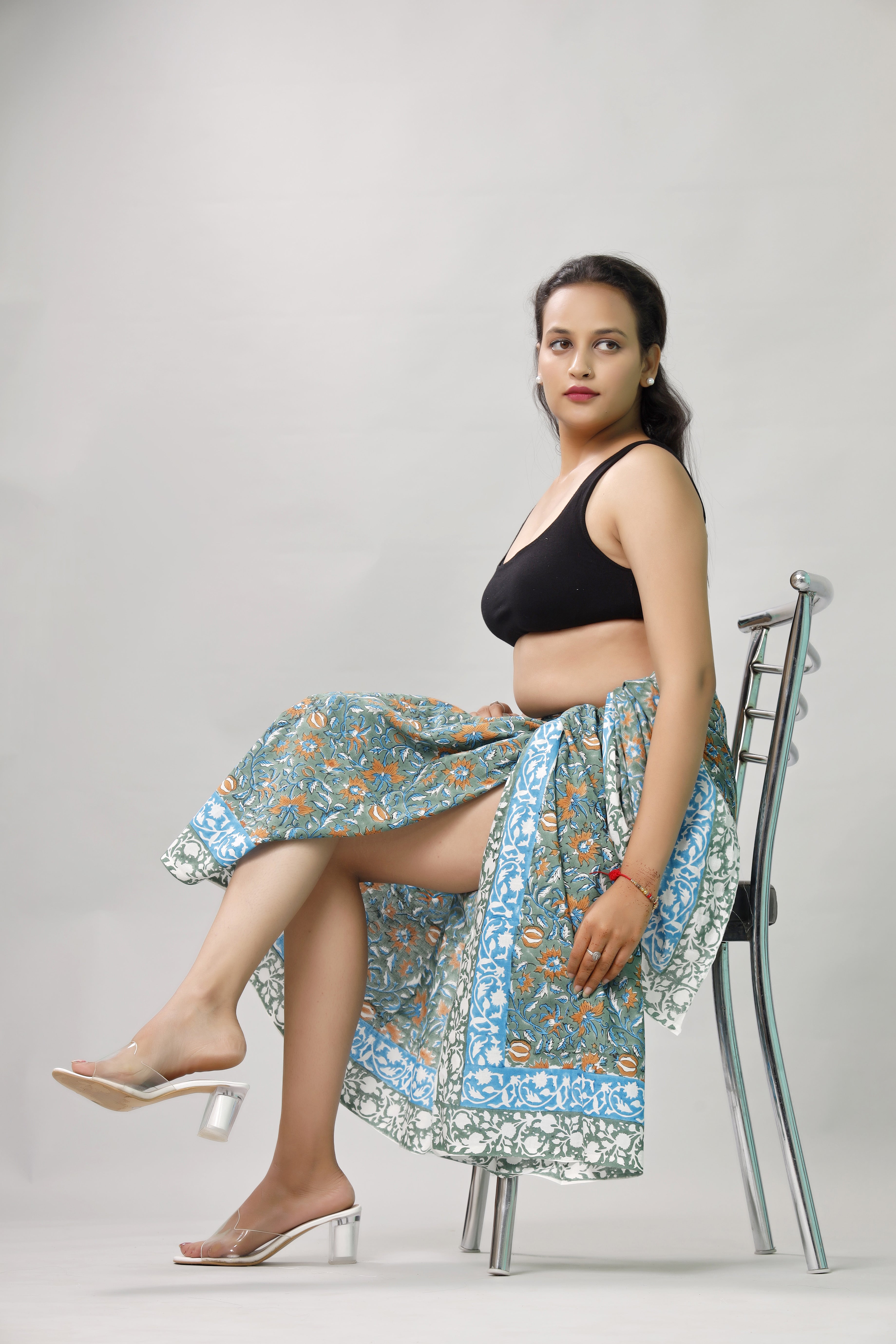 Premium Blue & Green Floral Sarong Versatile Summer Essential