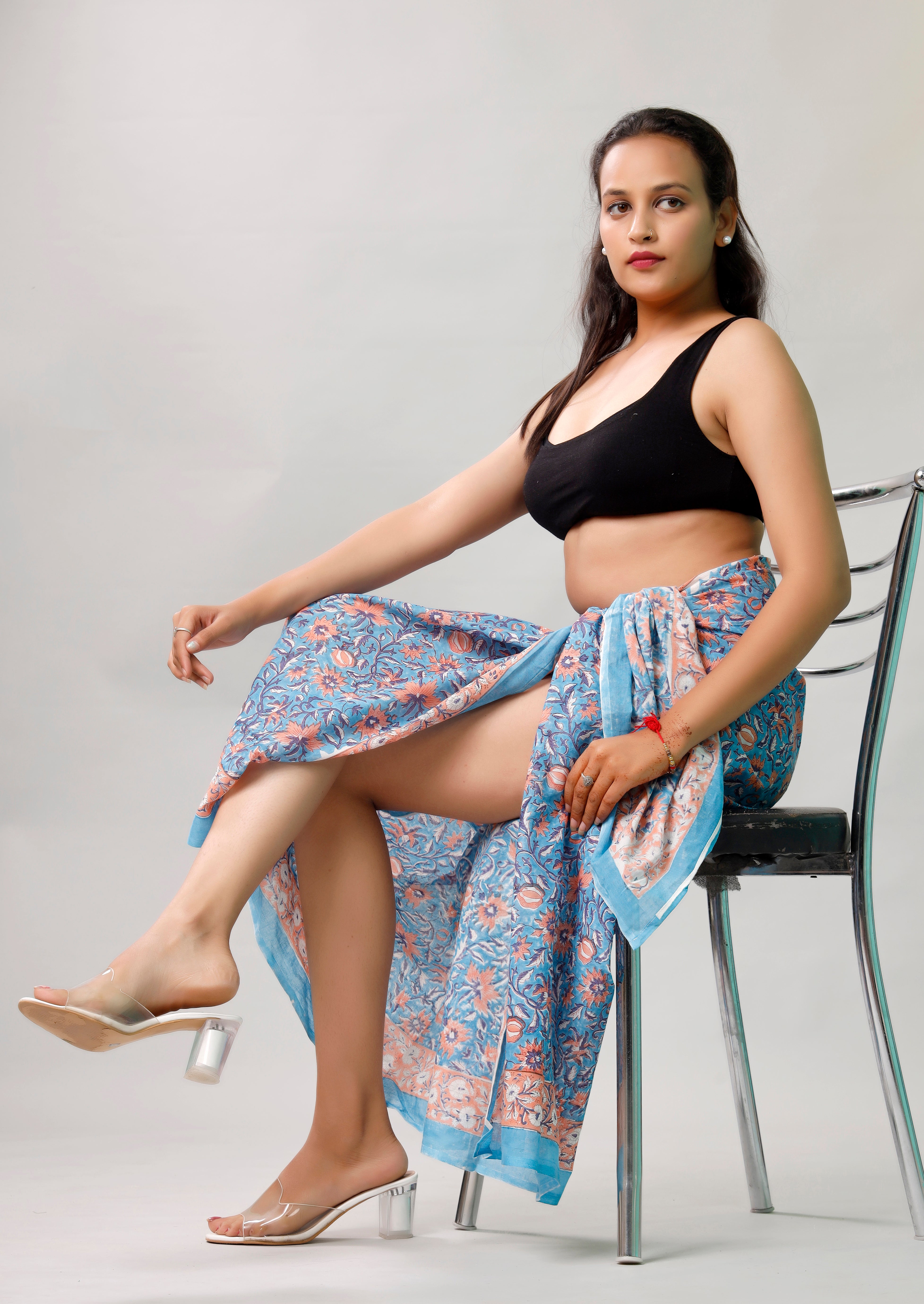 Lightweight Boho Cotton Sarong, Women’s Indian Print Pareo, Beach Cover Up Wrap Scarf for Poolside Style