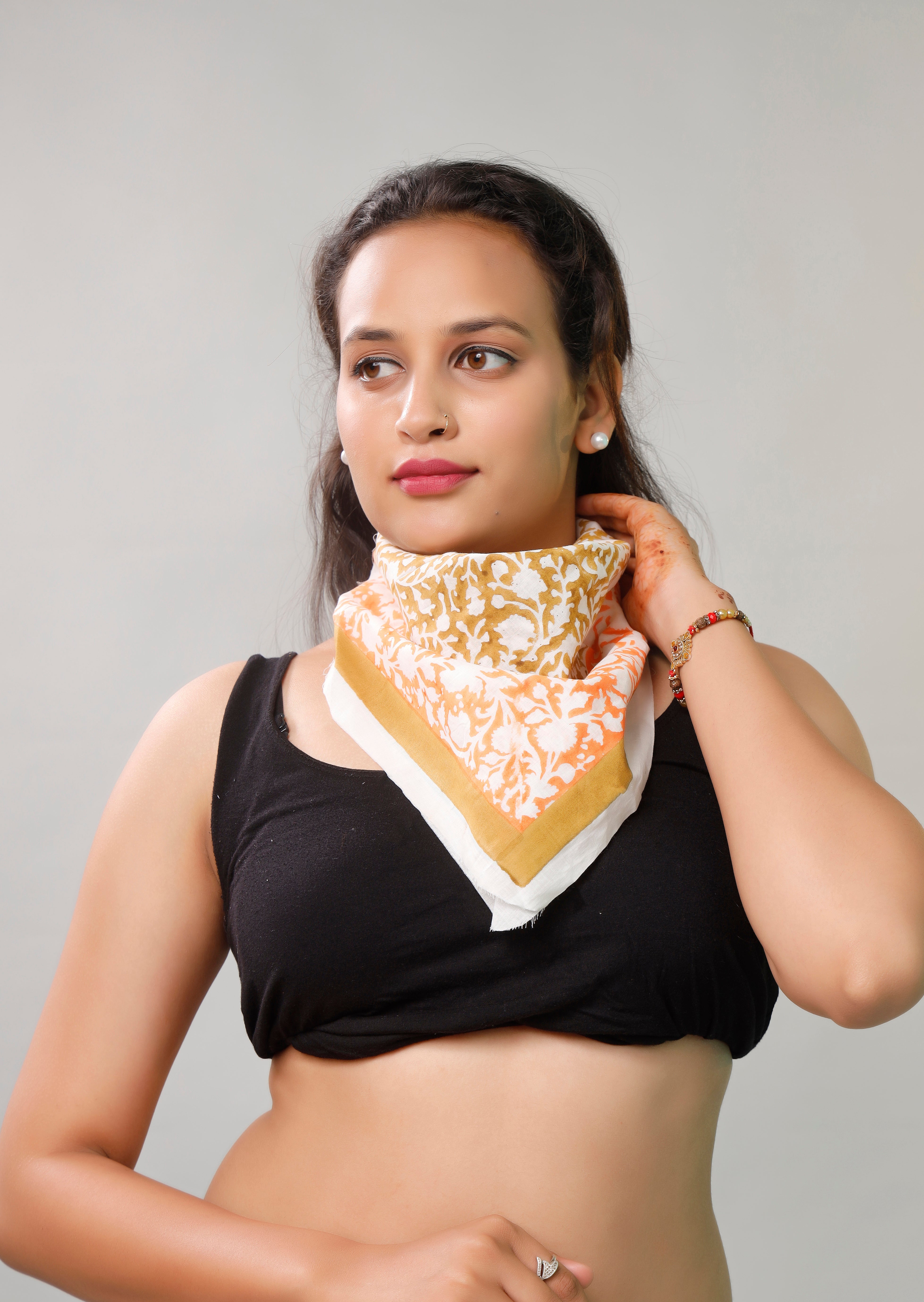 Soft Cotton Boho Scarf, Lightweight Unisex Bandana, Eco-Friendly Handmade Summer Wrap