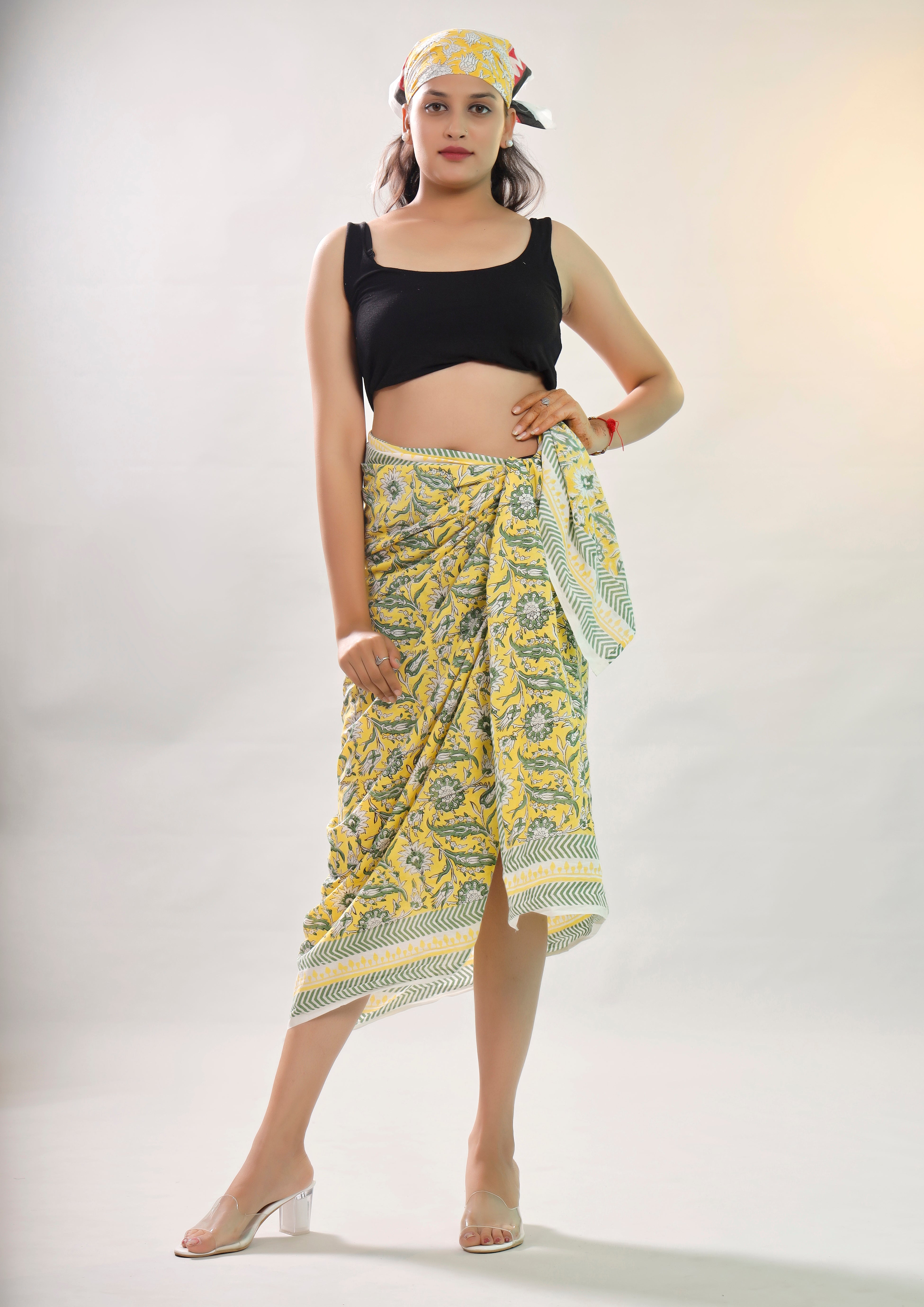 Women’s Summer Sarong, Handmade Cotton Boho Wrap, Lightweight Indian Printed Pareo Scarf for Beachwear