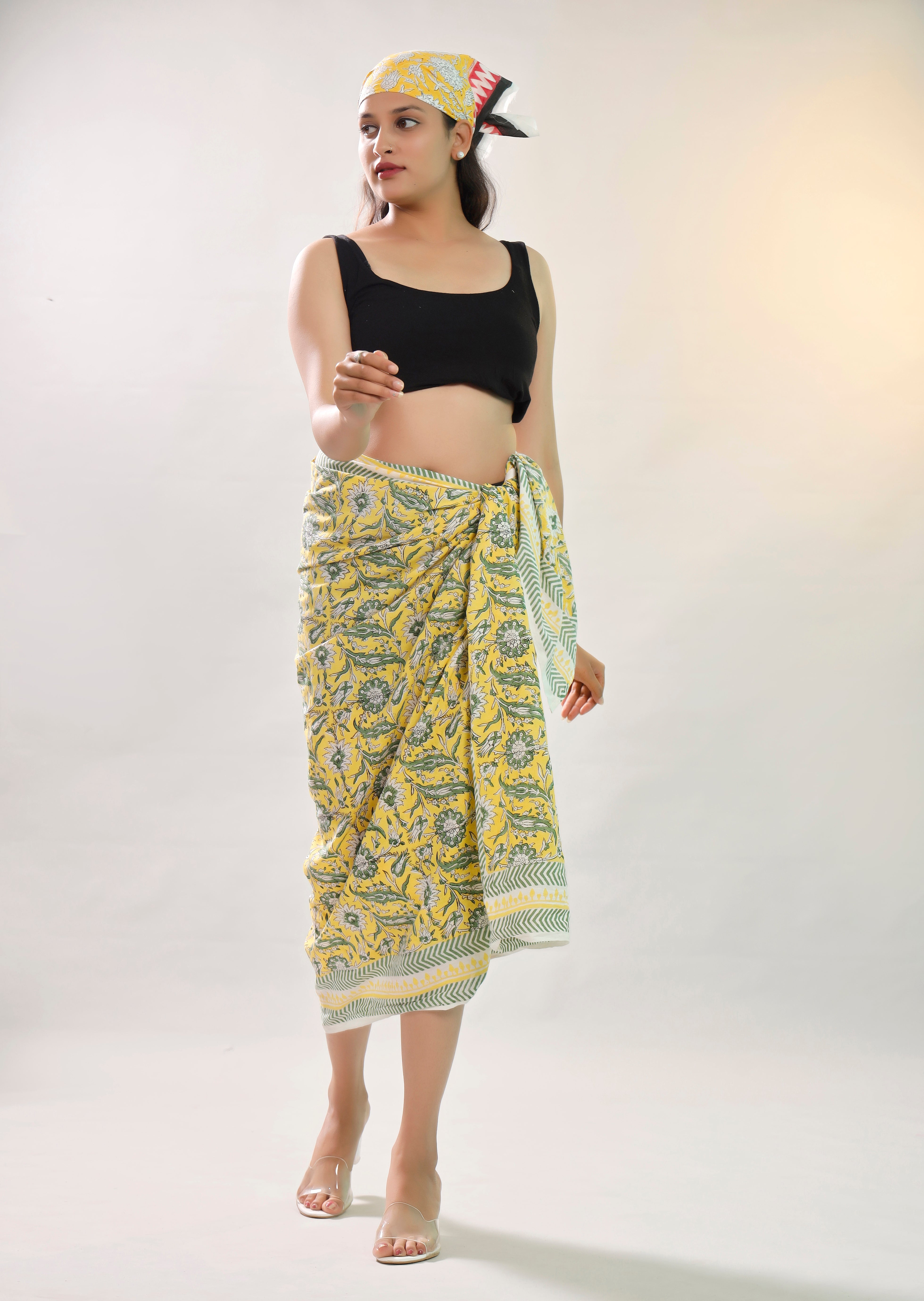 Women’s Summer Sarong, Handmade Cotton Boho Wrap, Lightweight Indian Printed Pareo Scarf for Beachwear