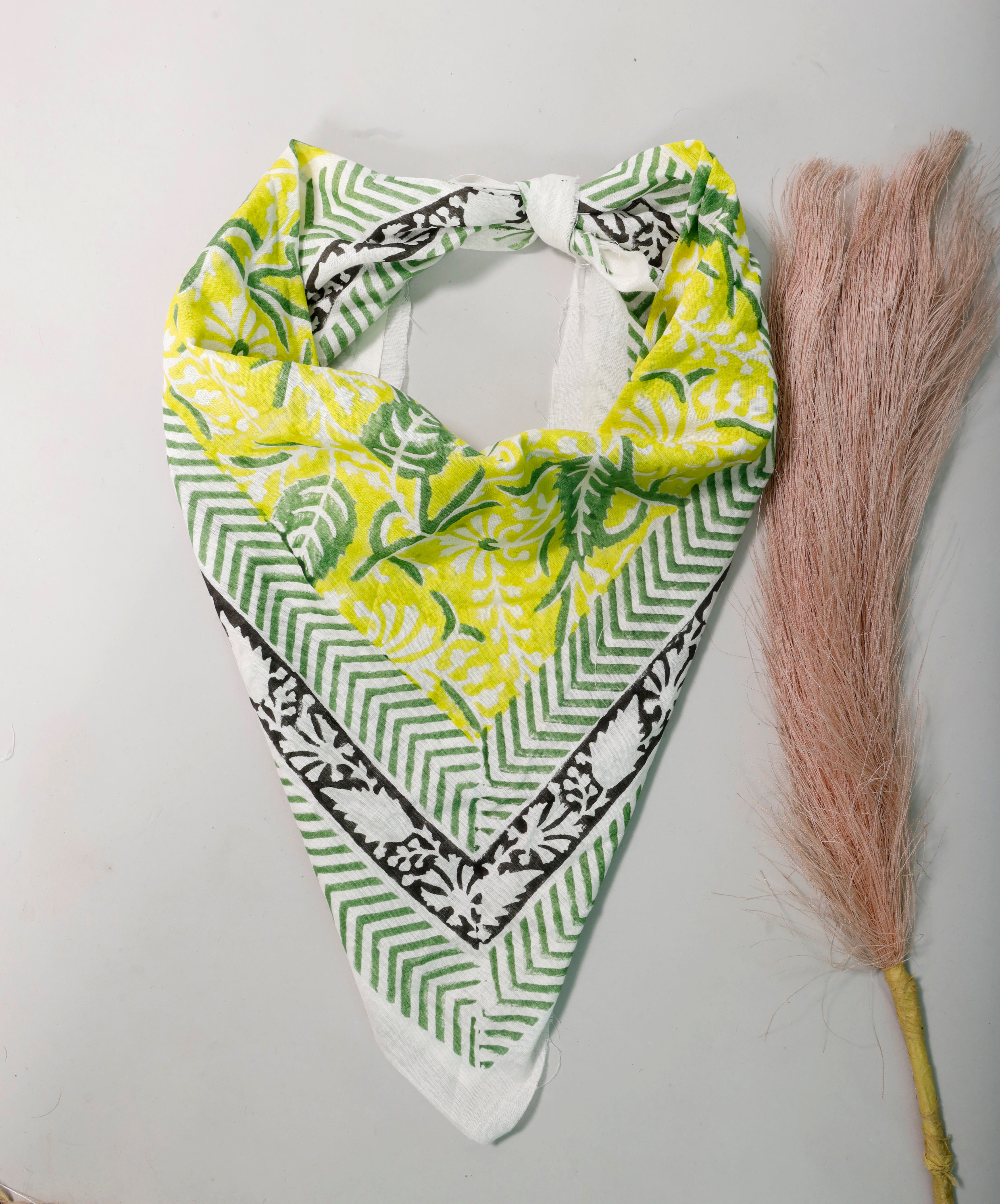 Classic Cotton Bandana Scarf For Men & Women, Handblock Boho Print, Versatile Neck Wrap, Unisex Head Or Hair Tie Accessory