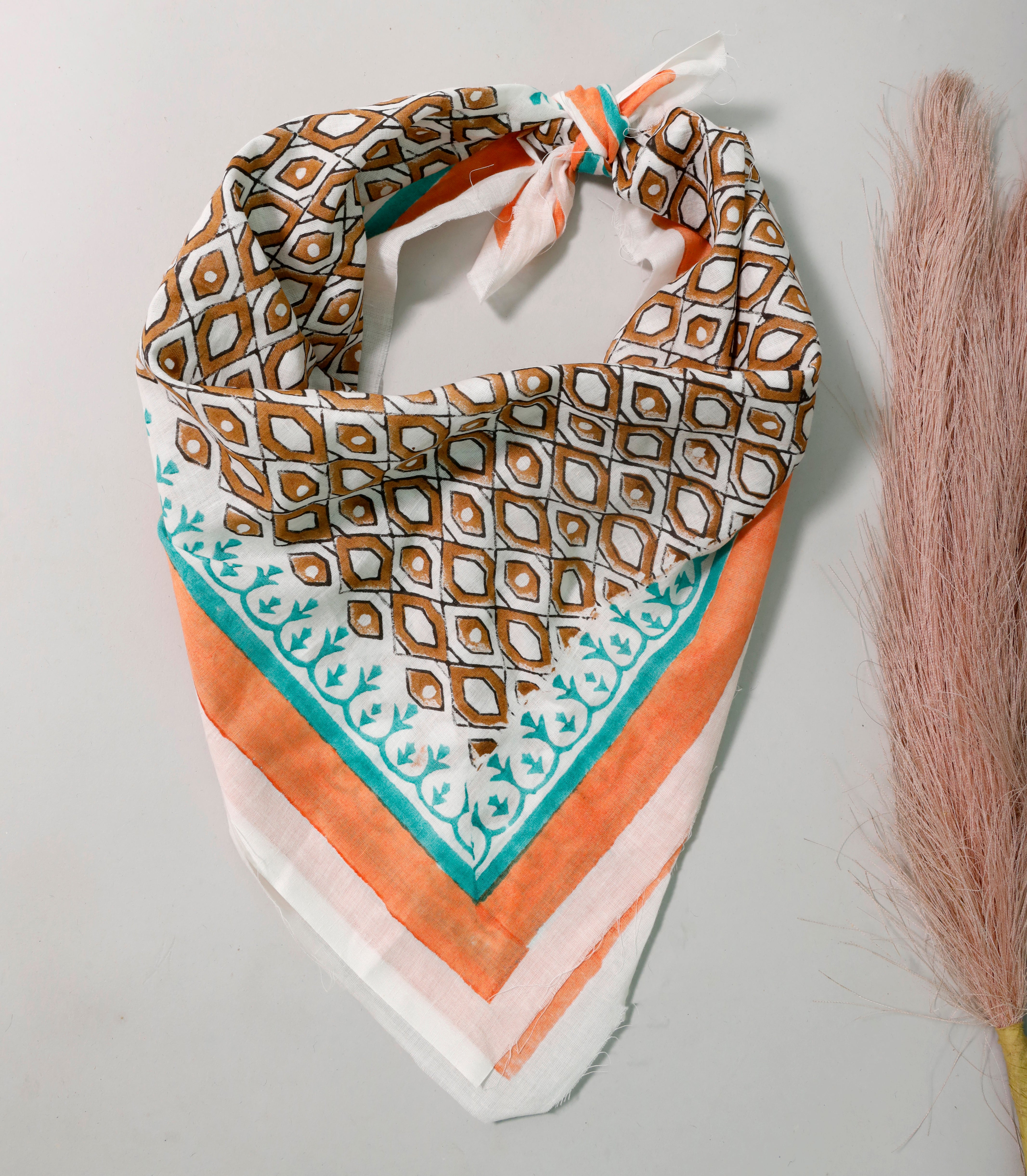 Lightweight Neck Tie, Boho Head Accessory Gift, Handmade Floral Cotton Bandana, Sustainable Boho Neck Wrap, Head & Wrist Tie