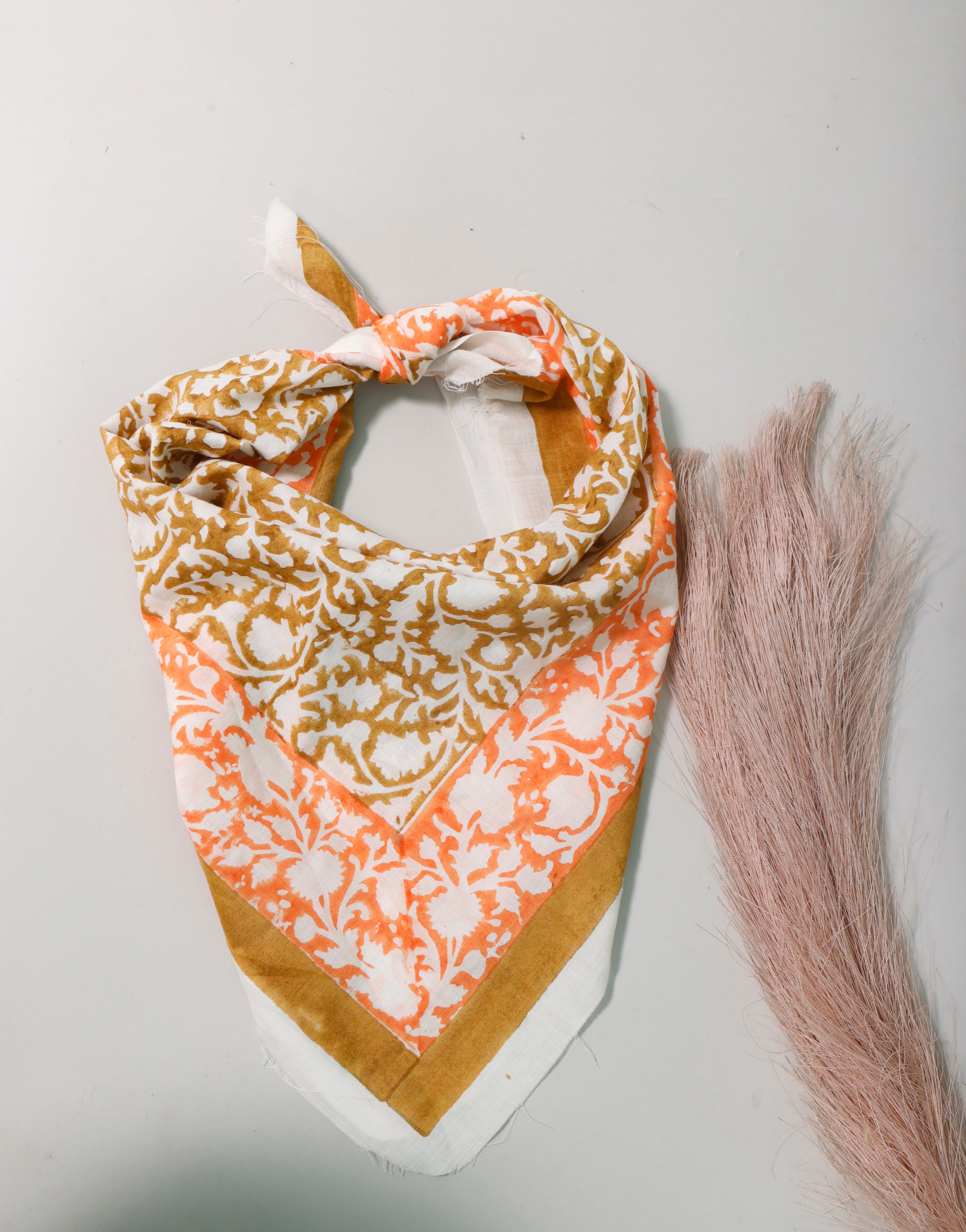 Bohemian Bandana Headband, Hand Printed Cotton Scarf For Men, Women, Kids, Hiking Or Workout Lightweight Wrap Accessory