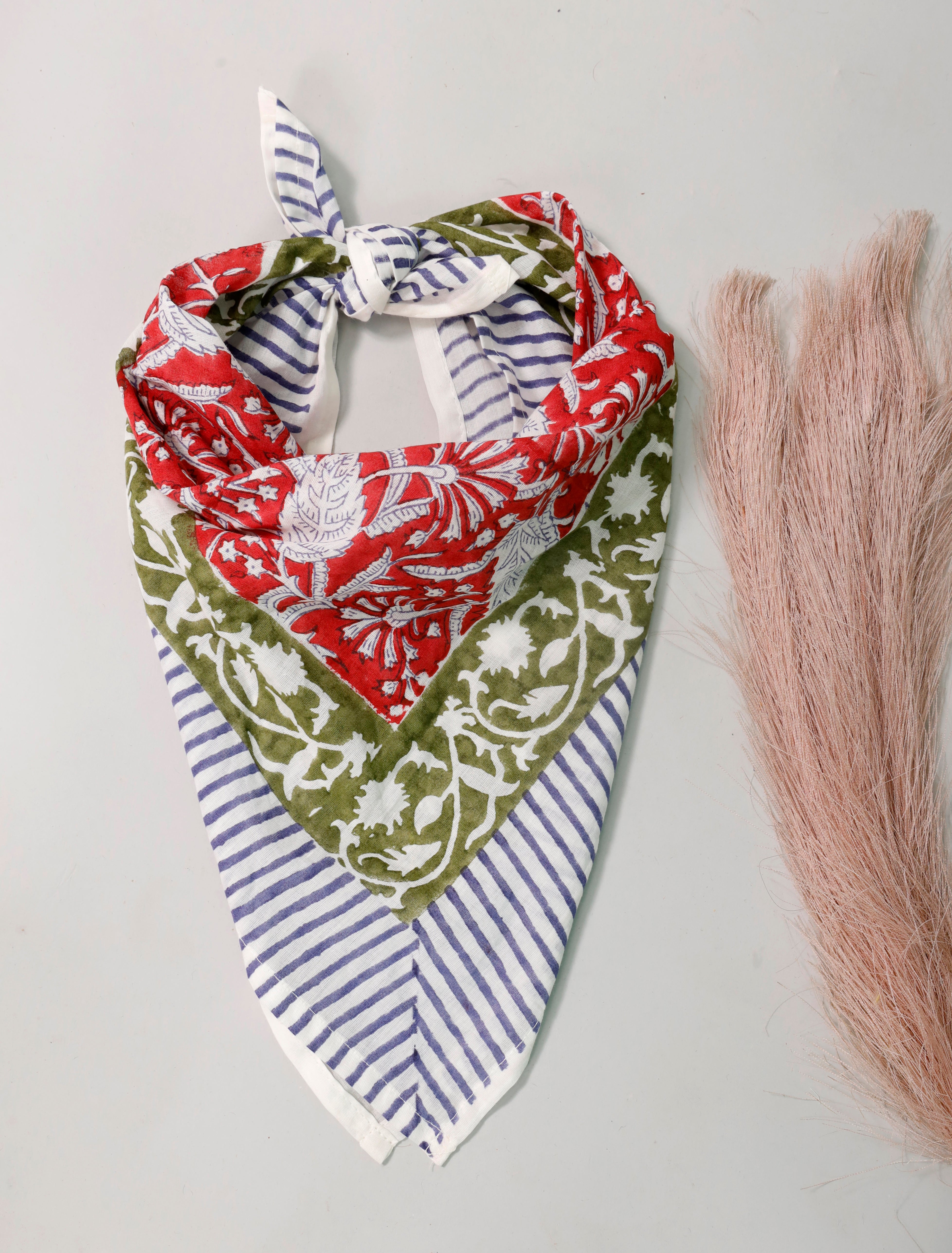 Sustainable Boho Bandanas, Pure Cotton Neck Or Hair Wraps, Floral Print, Handmade Gift For Him & Her, Unisex Accessory