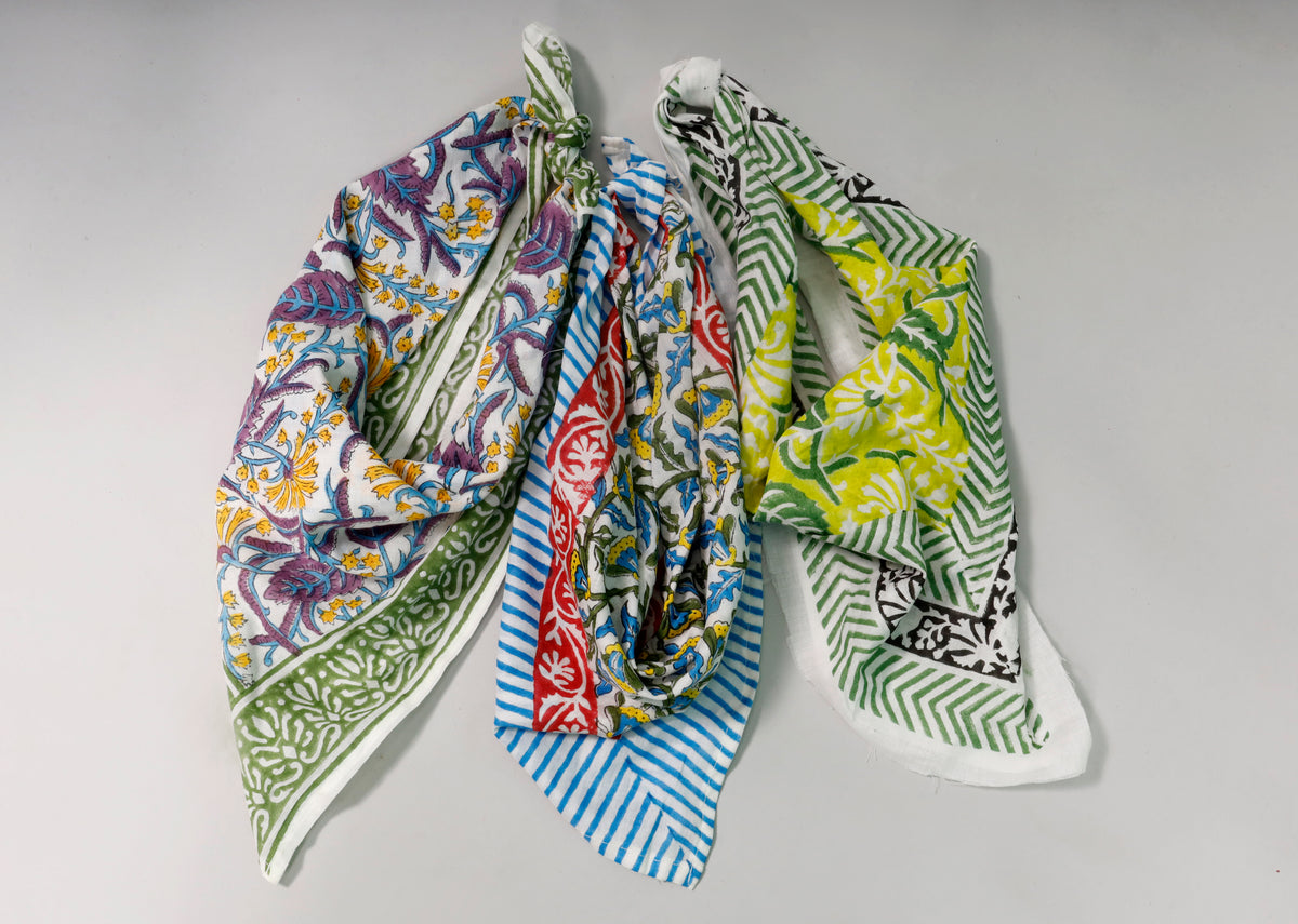 Set of 3 - Trendy Western Scarf For Festival & Outdoor, Cotton Bandana Scarf, Lightweight Floral Wrap, Summer Bohemian Head Wrap