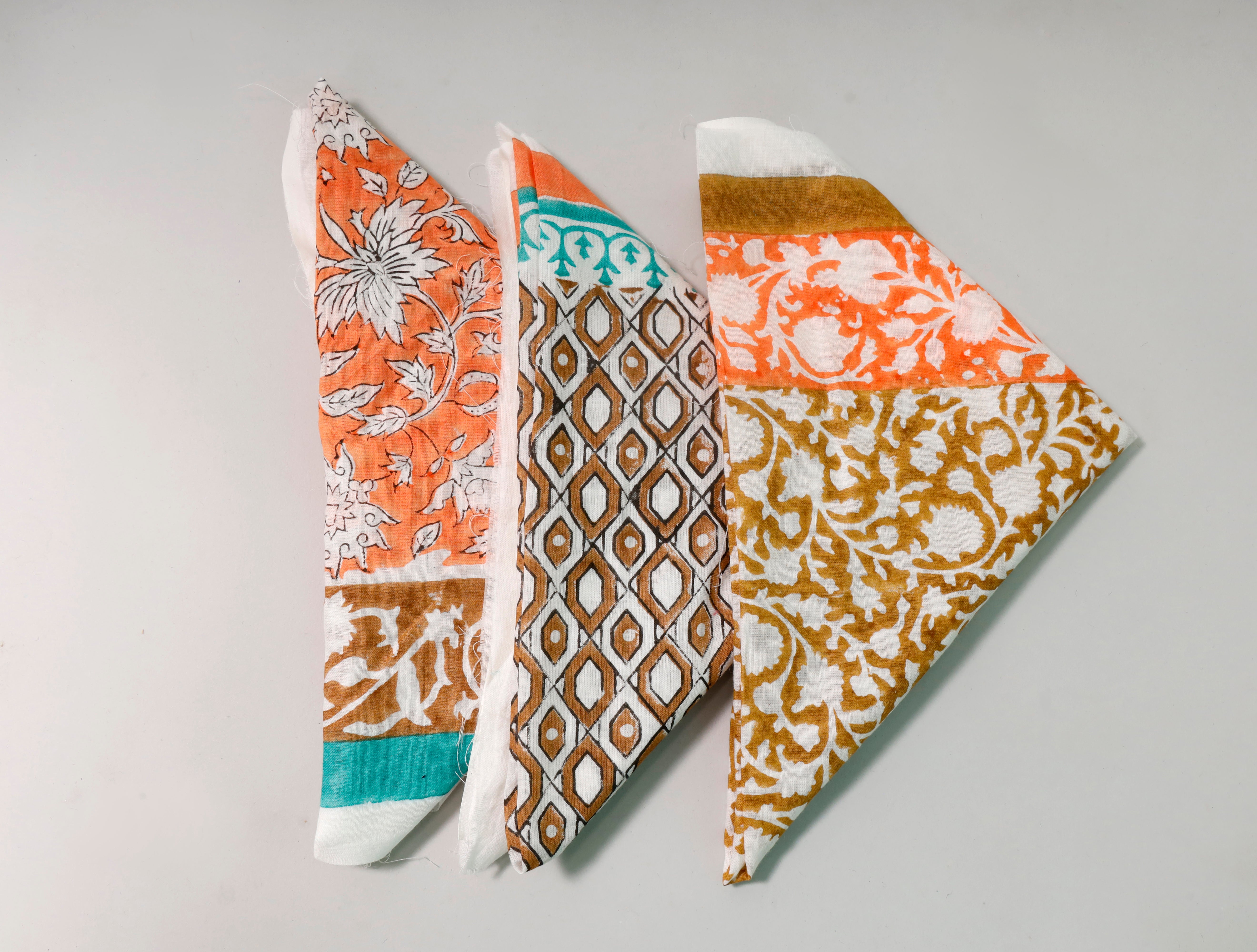 Set of 3 - Sustainable Cotton Bandanas, Handmade Head & Neck Scarf, Bohemian Print Hair Tie, Style Wrap For Trendy Outfits, Trendy Gift Idea